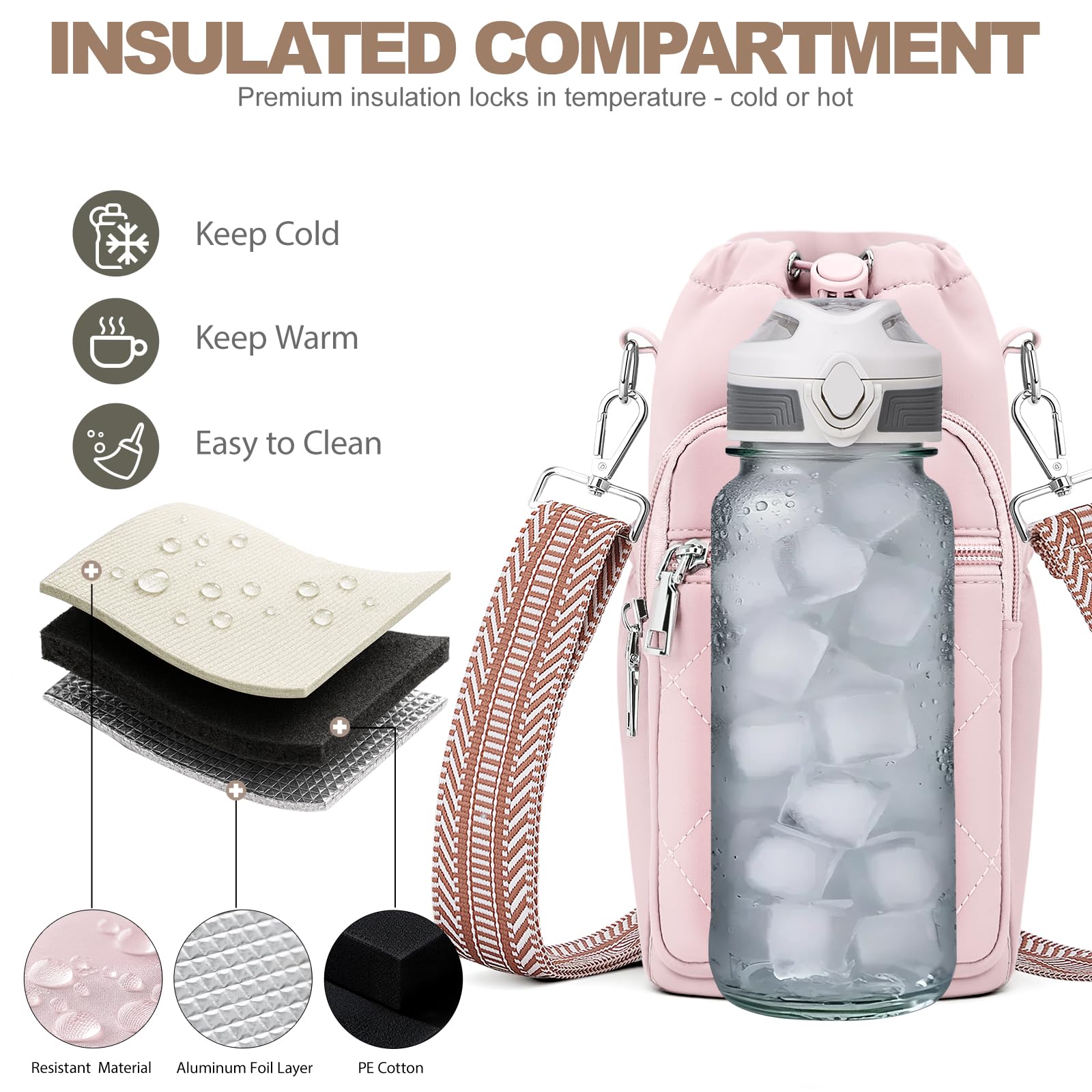 Water Bottle Carrier Bag with Strap OYESE