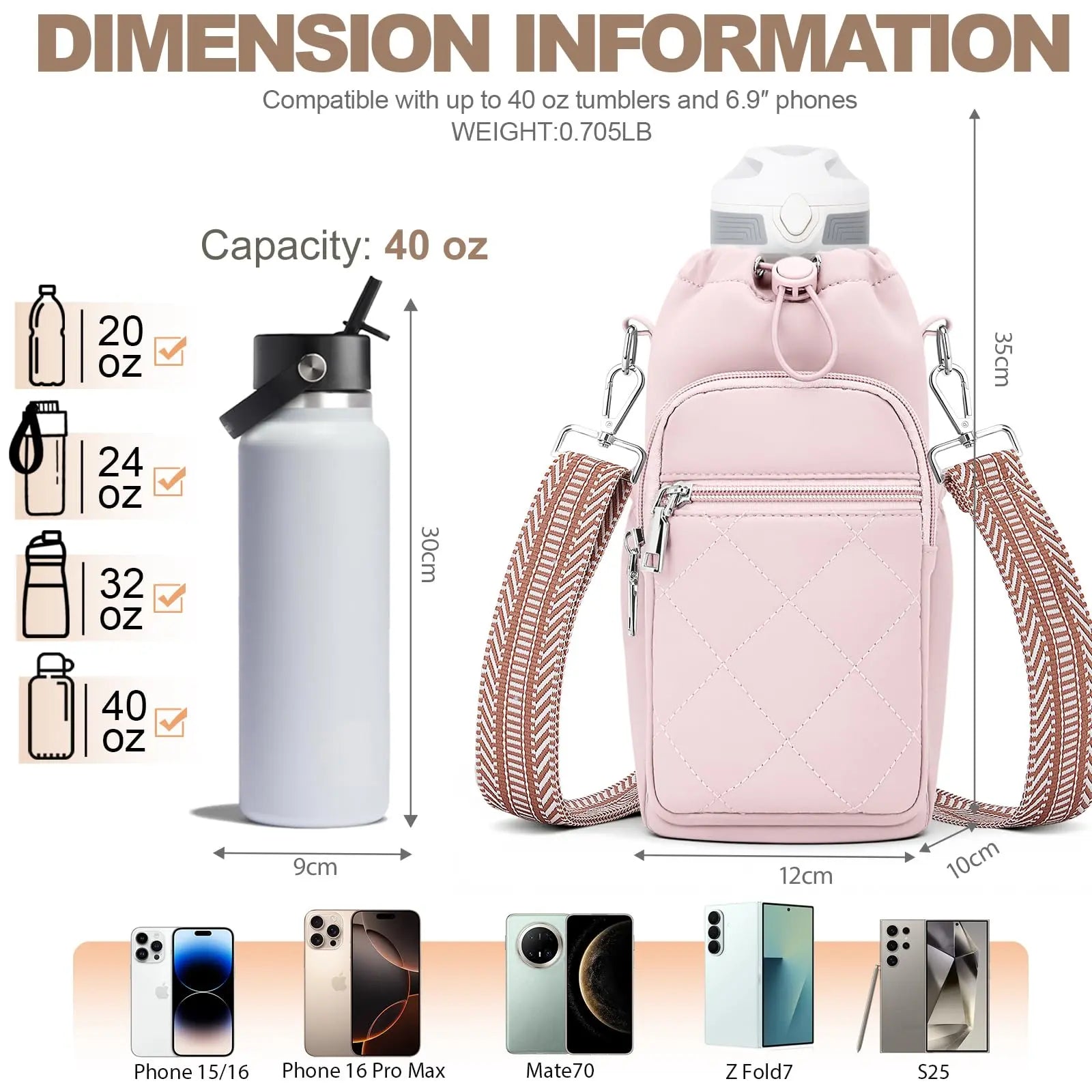 Water Bottle Carrier Bag with Strap OYESE