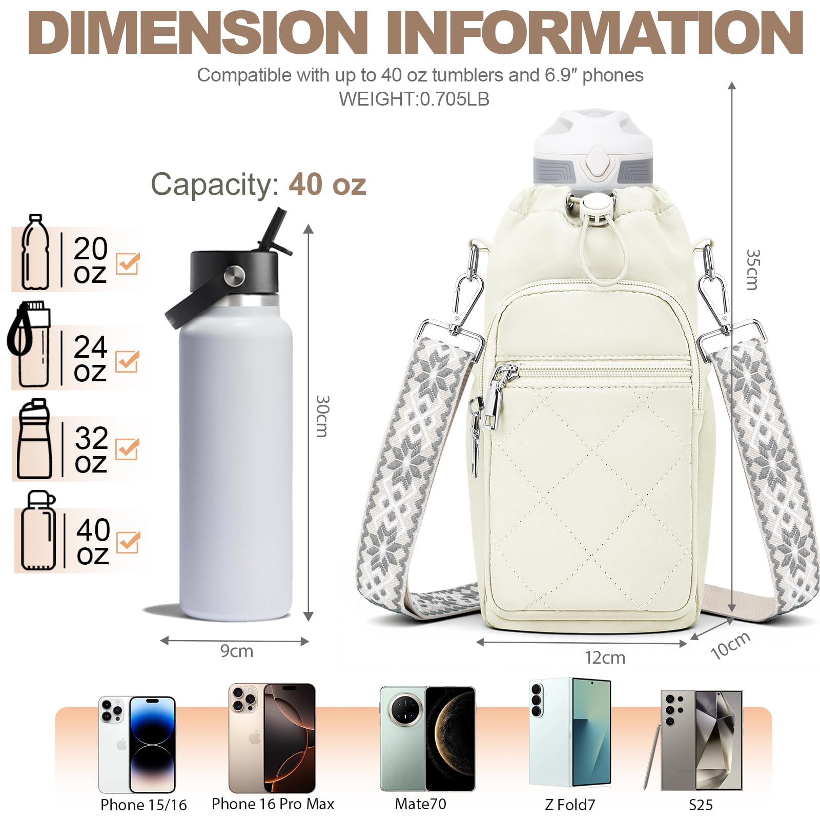 Water Bottle Carrier Bag with Strap OYESE
