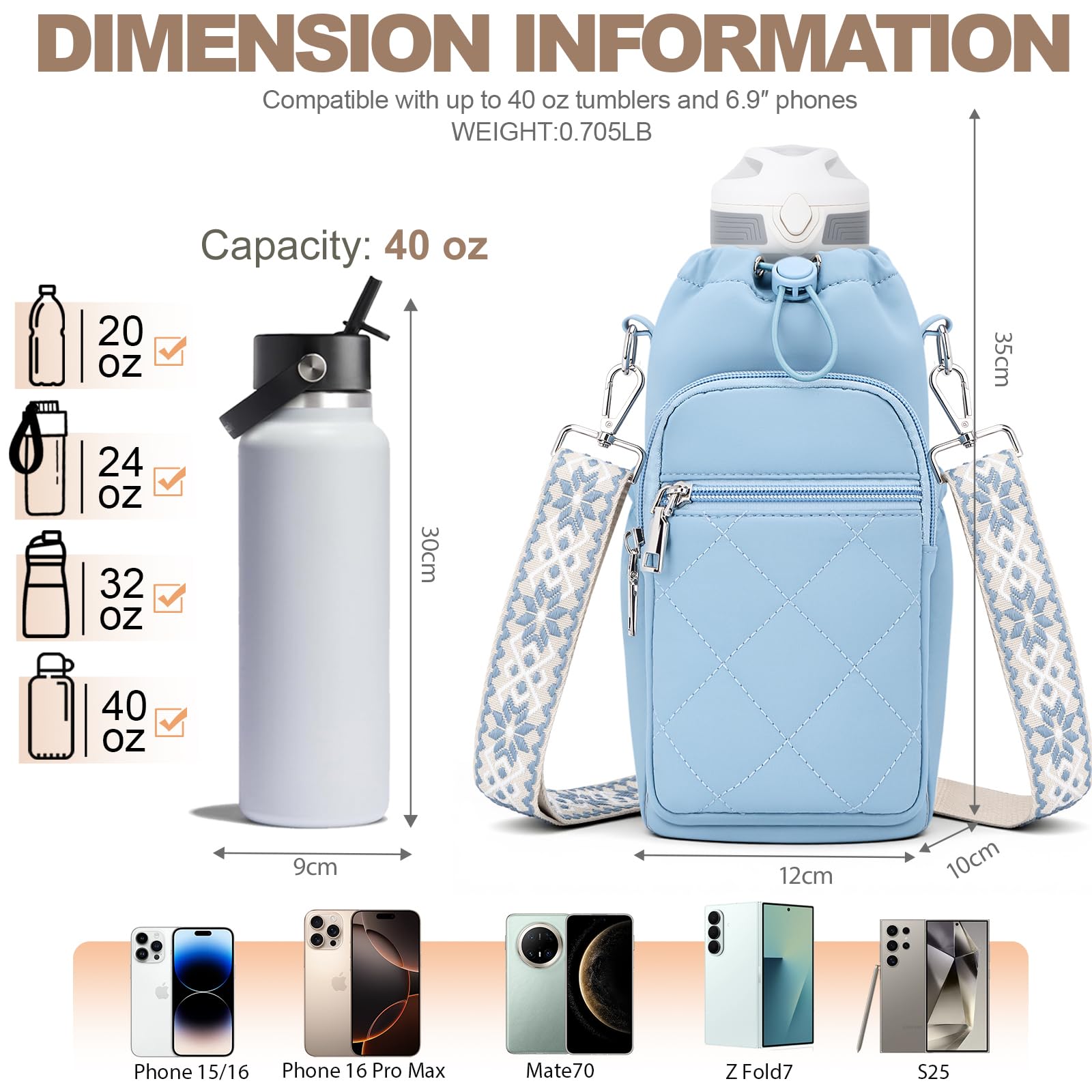 Water Bottle Carrier Bag with Strap OYESE