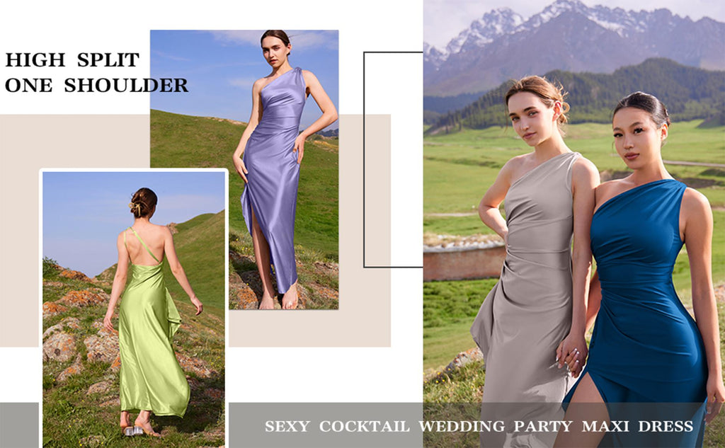 Aria One-Shoulder Satin Maxi